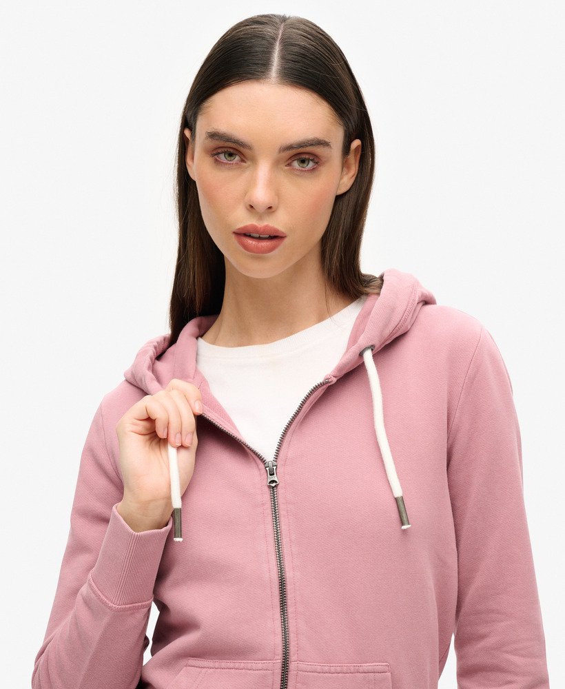 moletom com zíper archived com detalhes em roxo rosa nostalgia