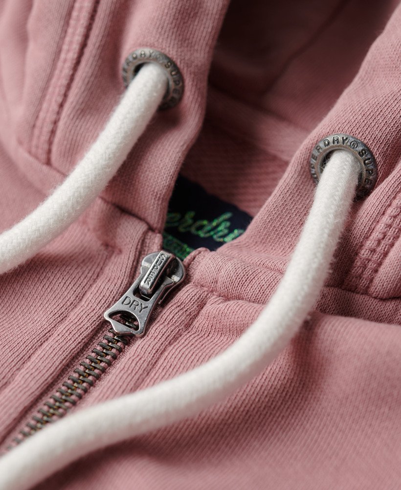 moletom com zíper archived com detalhes em roxo rosa nostalgia