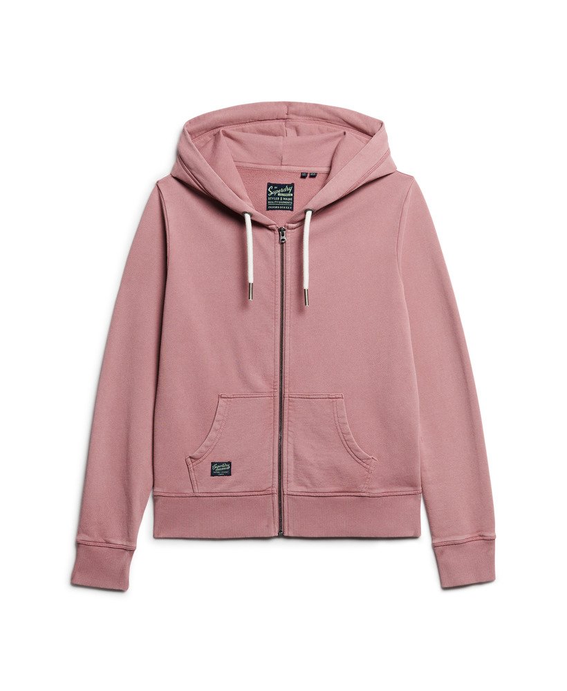 moletom com zíper archived com detalhes em roxo rosa nostalgia
