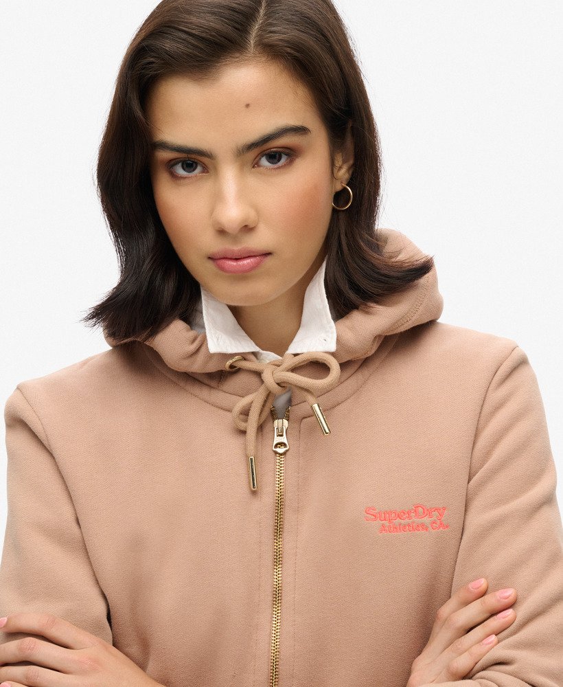 moletom com zíper e logo essencial na cor bege inverno