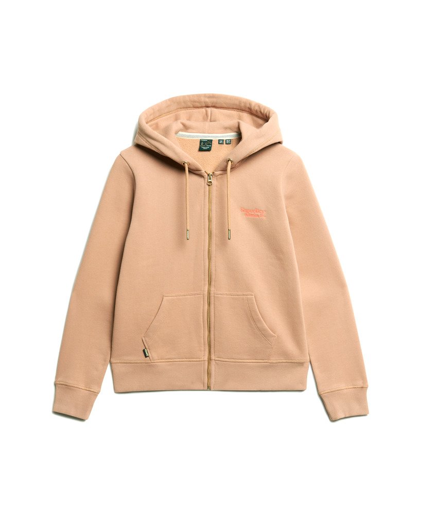 moletom com zíper e logo essencial na cor bege inverno