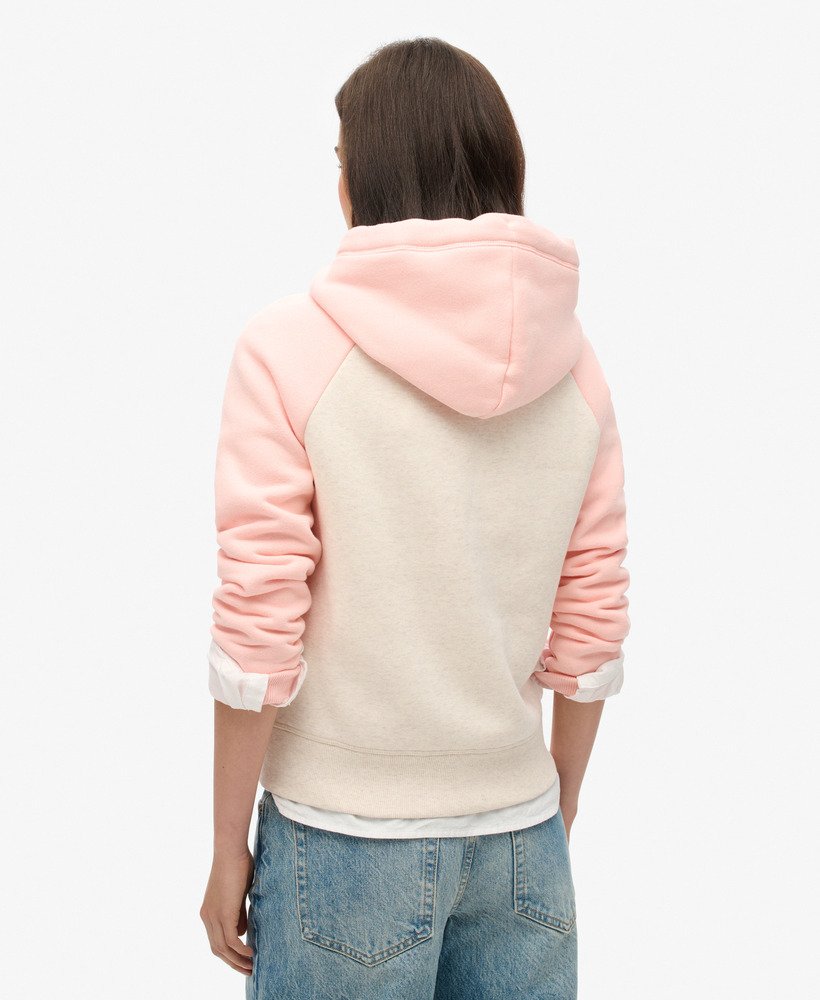 moletom com zíper essential baseball em rosa claromarrom claro mesclado