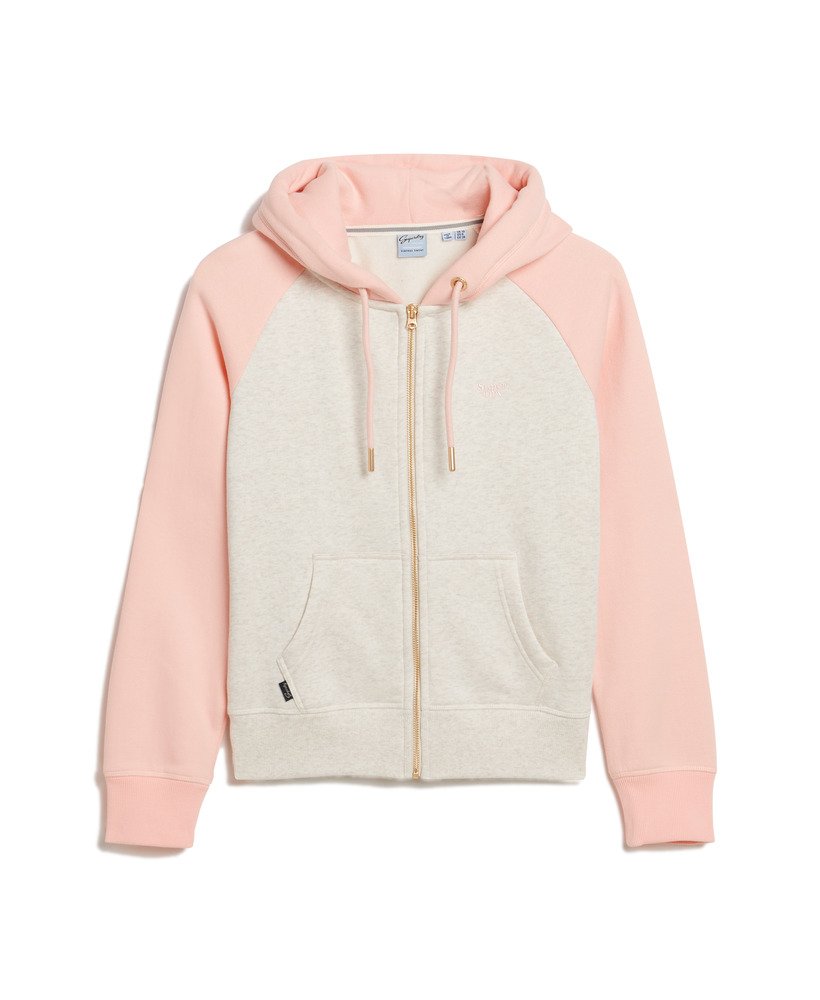moletom com zíper essential baseball em rosa claromarrom claro mesclado