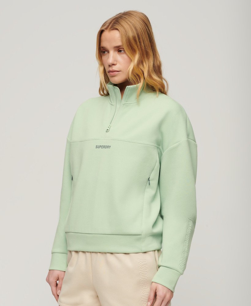 jaqueta sport tech relaxed com meio zíper na cor verde-mar