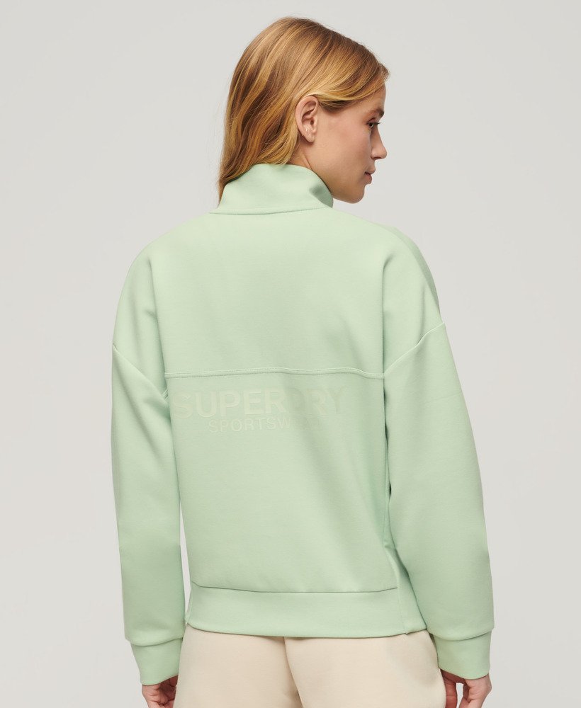 jaqueta sport tech relaxed com meio zíper na cor verde-mar