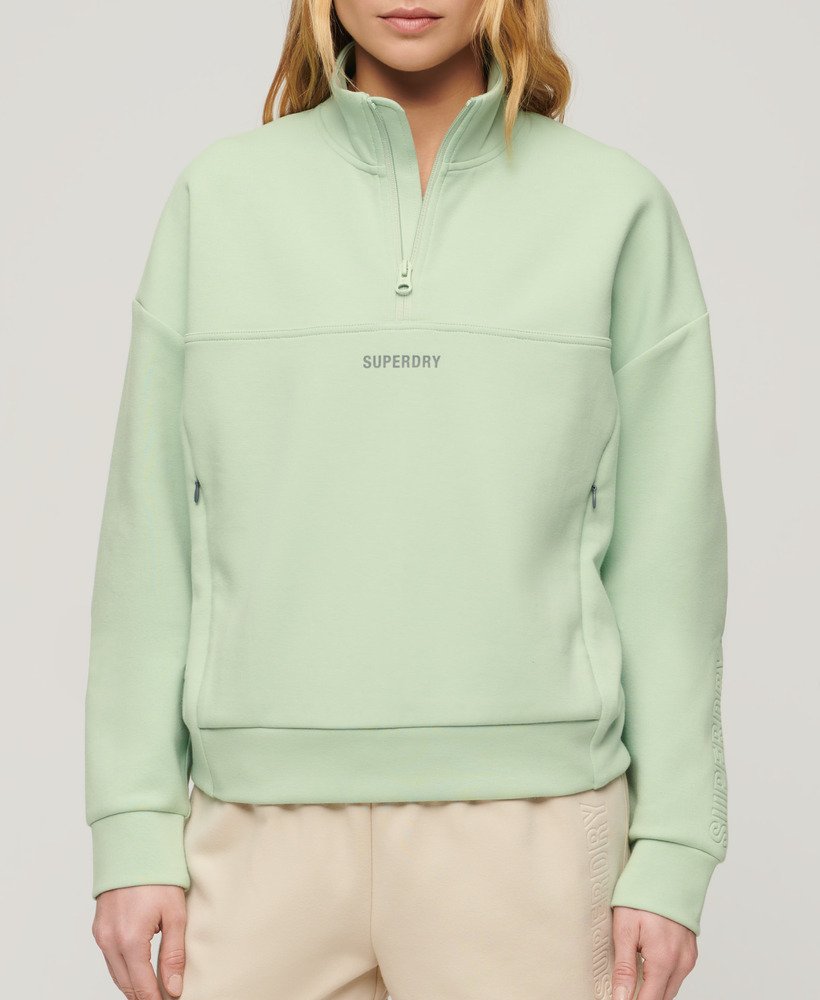 jaqueta sport tech relaxed com meio zíper na cor verde-mar