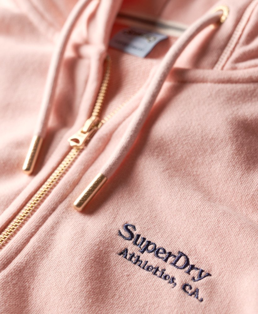 moletom com zíper e logo essencial na cor rosa claro