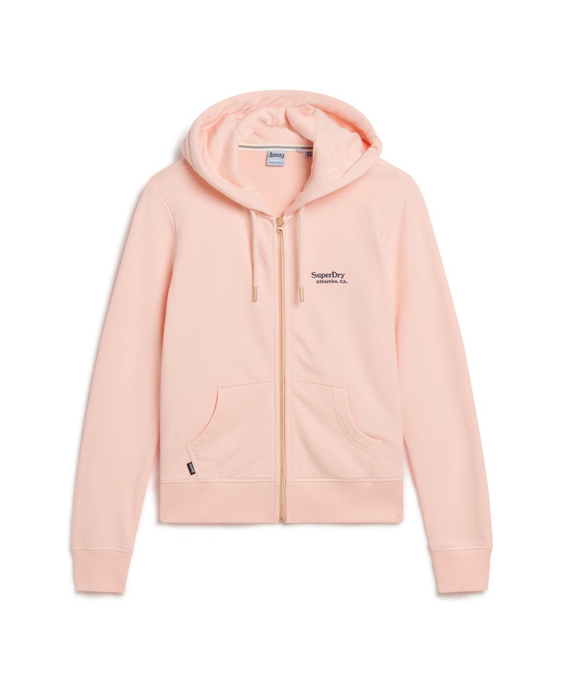 moletom com zíper e logo essencial na cor rosa claro
