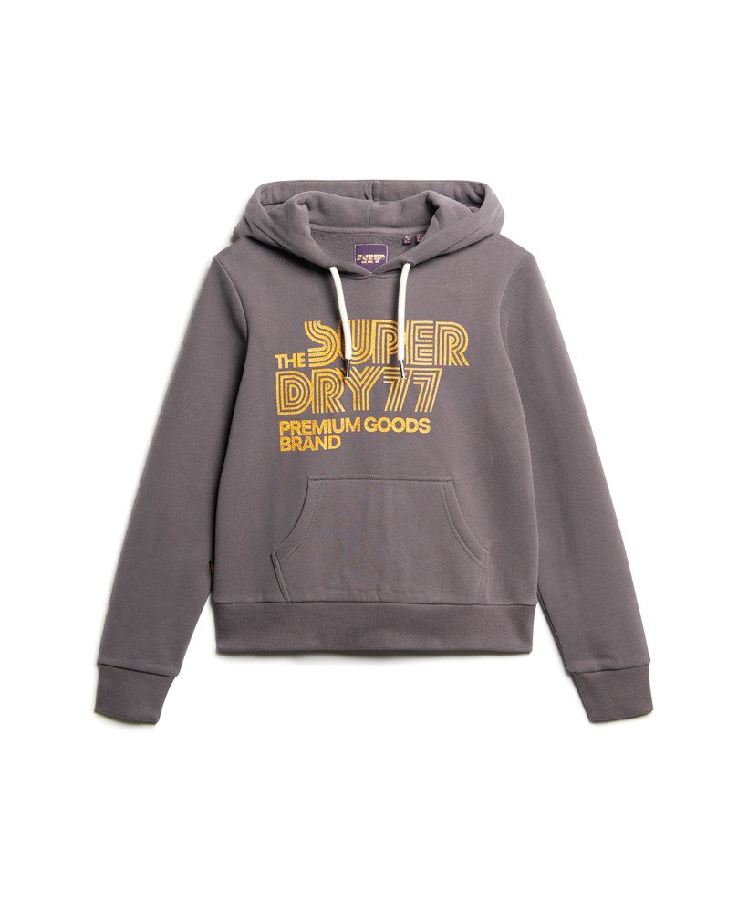moletom com capuz retro glitter logo na cor rock dark grey