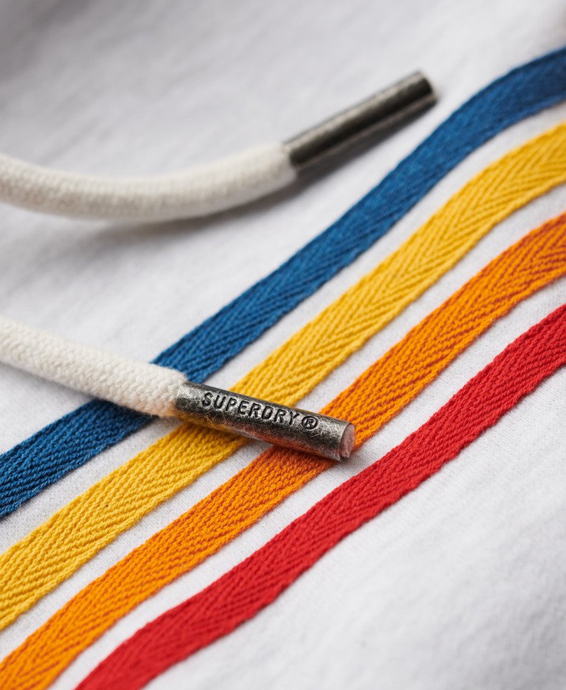 moletom com capuz e logo rainbow stripe na cor cinza mescla gelo.