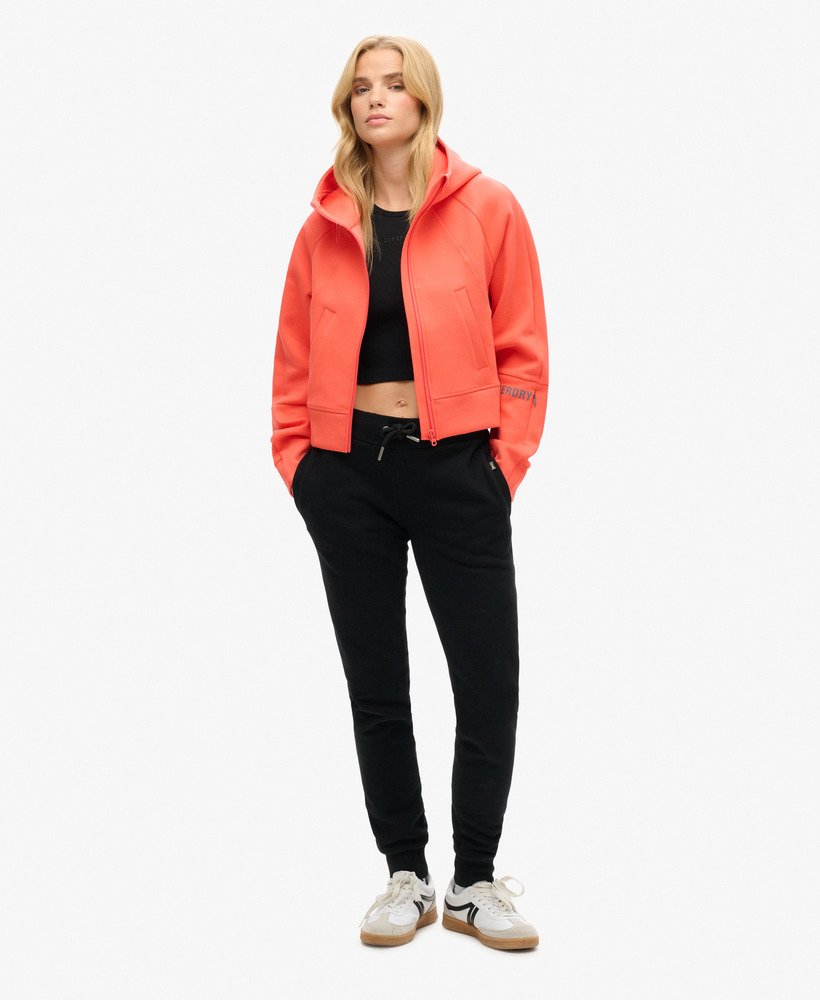 moletom com zíper sport tech relaxed na cor coral vibrante