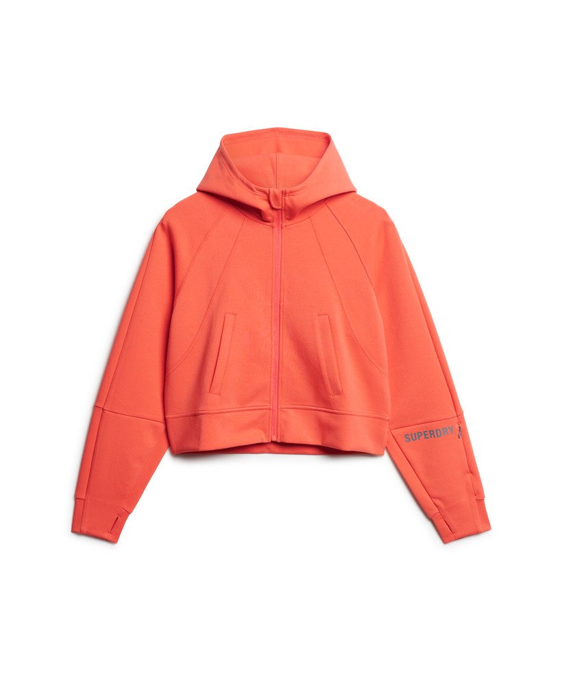moletom com zíper sport tech relaxed na cor coral vibrante