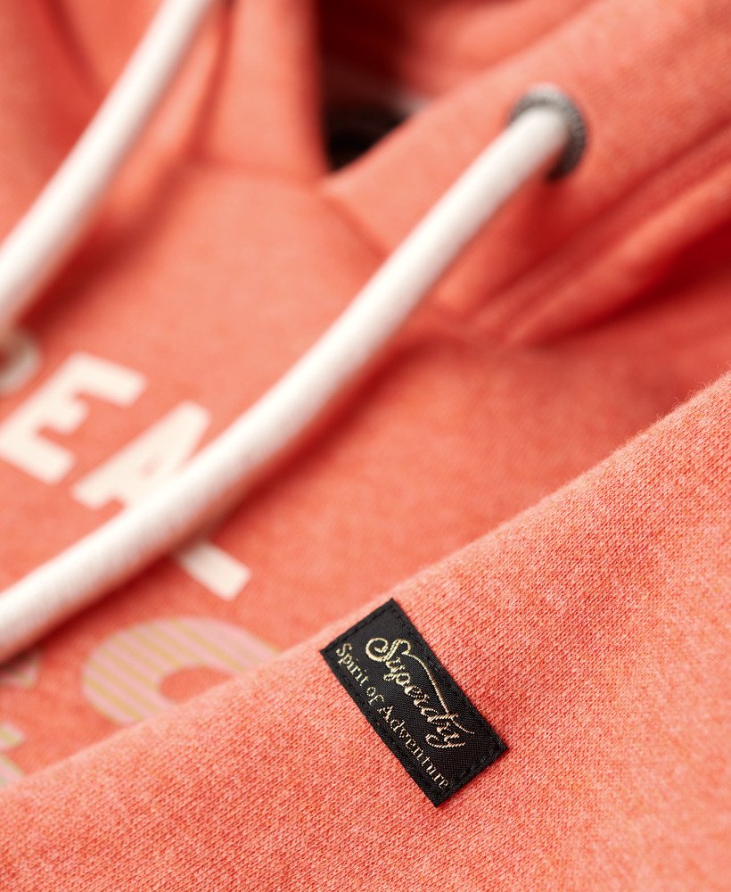 moletom com capuz itago com logo vintage na cor la coral mesclado