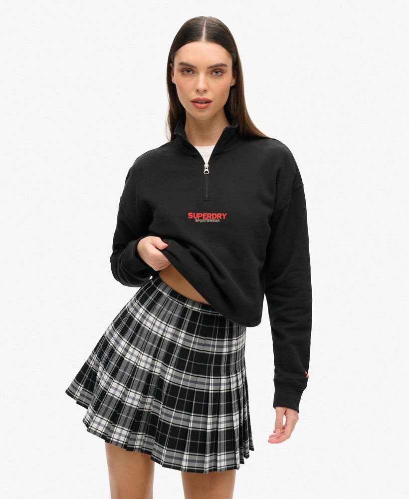 moletom sportswear logo boxy com meio zíper na cor preta