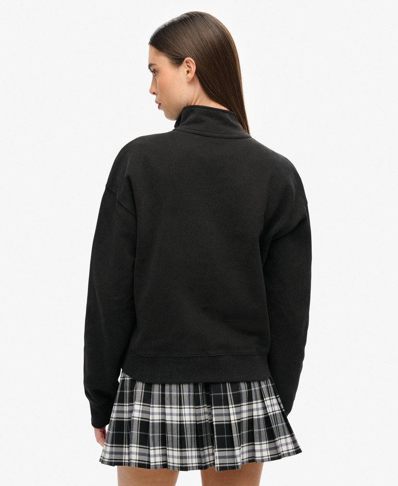 moletom sportswear logo boxy com meio zíper na cor preta