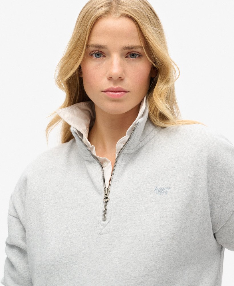 moletom athletic essentials com meio zíper na cor cinza mesclado glaciar