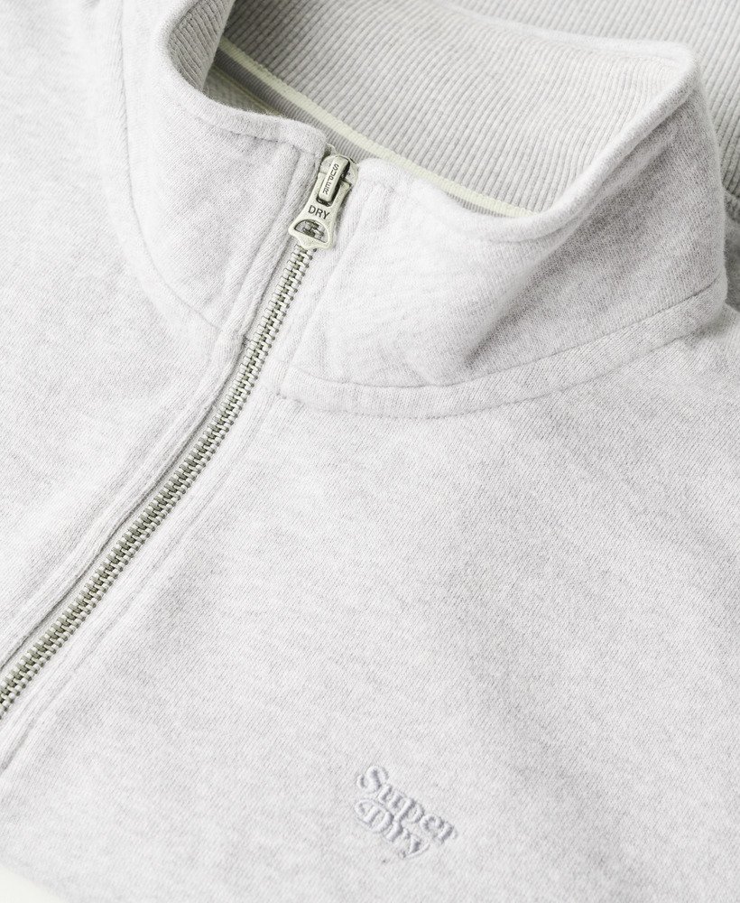 moletom athletic essentials com meio zíper na cor cinza mesclado glaciar