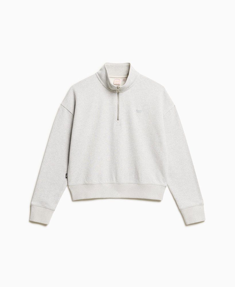 moletom athletic essentials com meio zíper na cor cinza mesclado glaciar