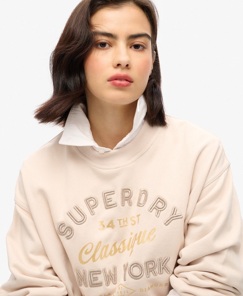 moletom folgado luxe metallic em cinza off-shade
