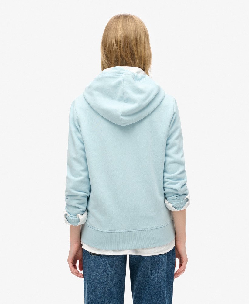 moletom com zíper e logo essencial na cor azul celeste de inverno