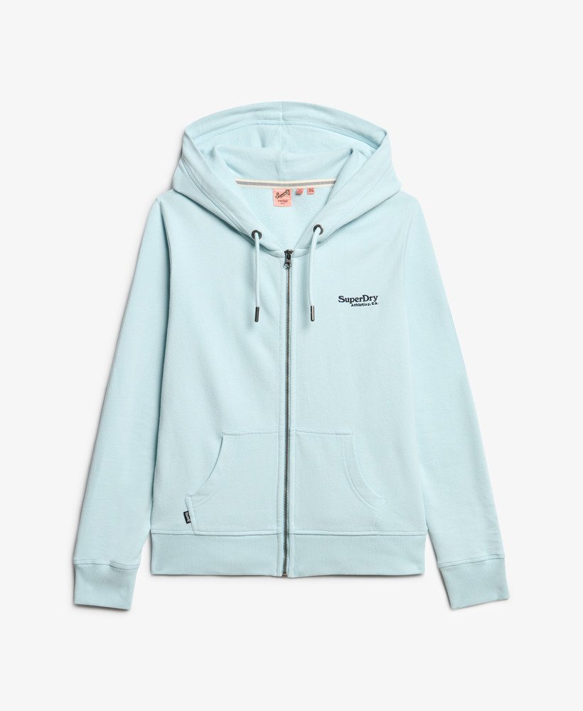 moletom com zíper e logo essencial na cor azul celeste de inverno