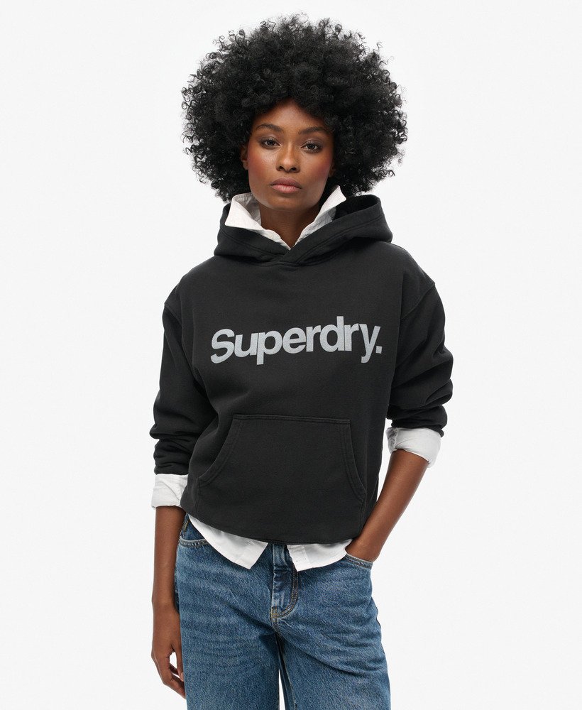 moletom folgado com capuz core logo city na cor preta
