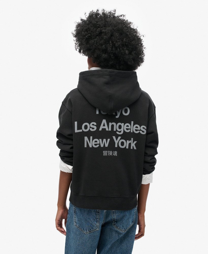 moletom folgado com capuz core logo city na cor preta