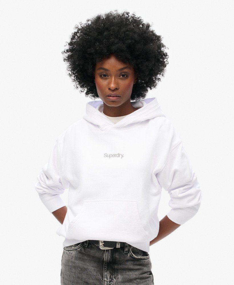 moletom folgado com capuz core logo city em branco brilhante