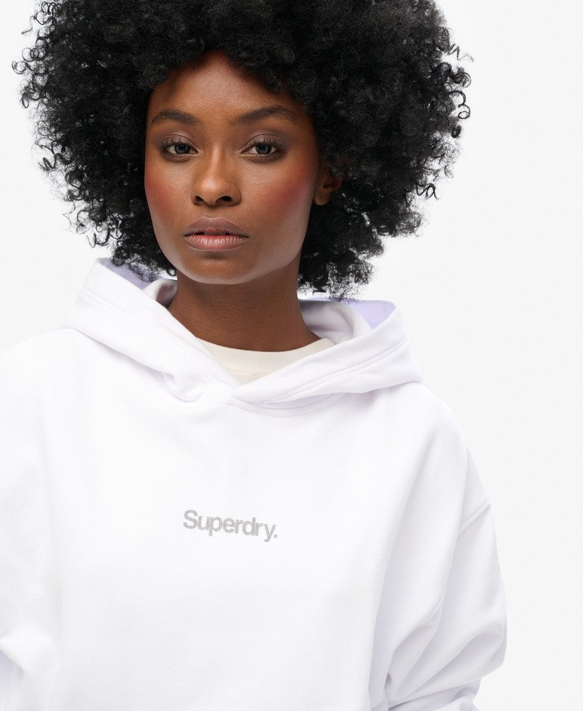 moletom folgado com capuz core logo city em branco brilhante