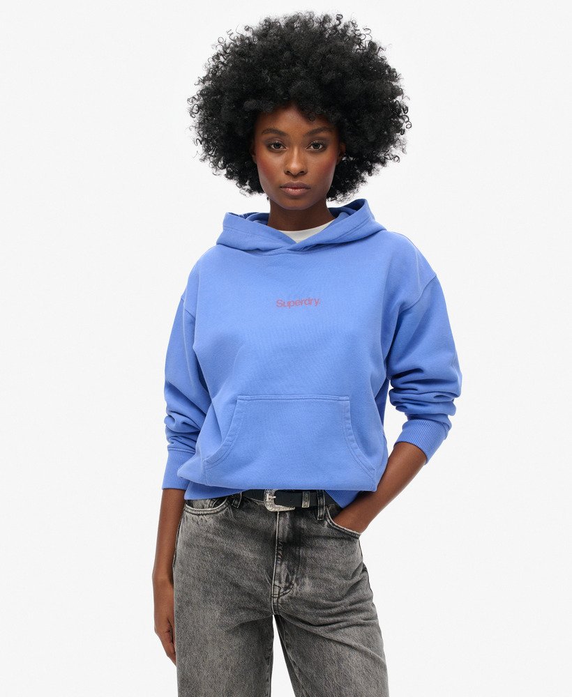 moletom folgado com capuz core logo city em azul chambray