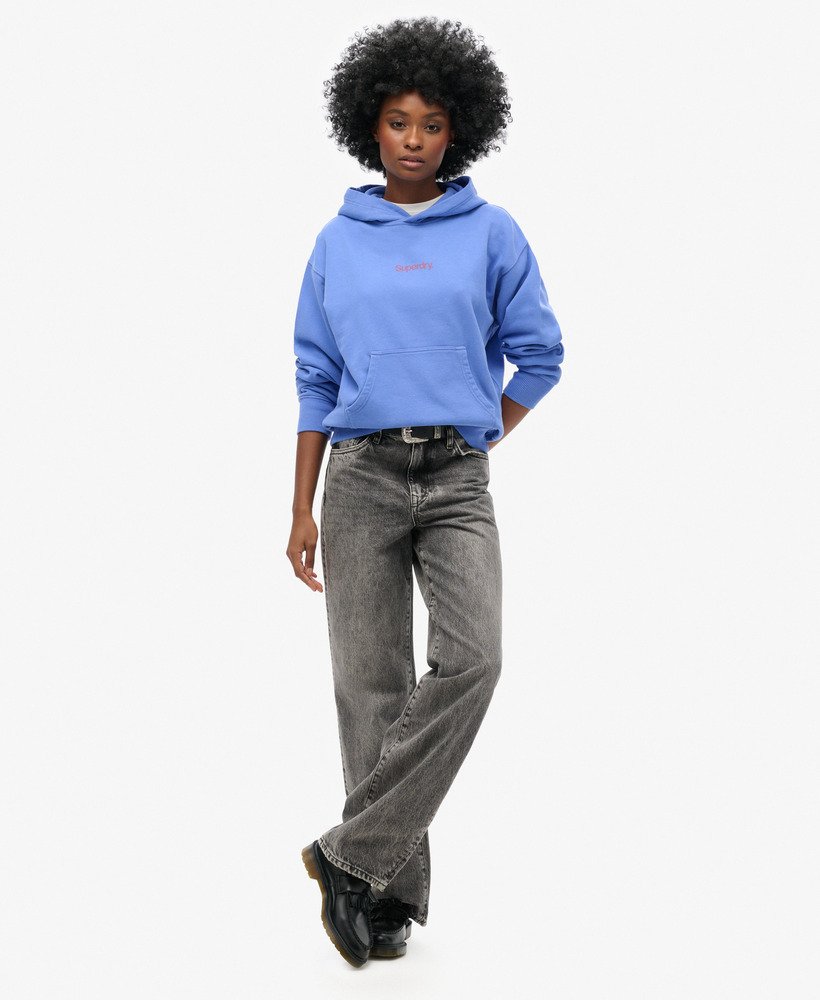 moletom folgado com capuz core logo city em azul chambray