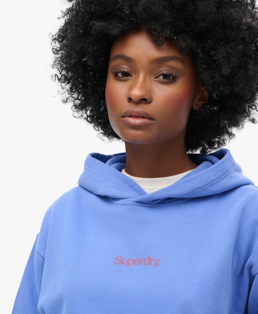 moletom folgado com capuz core logo city em azul chambray
