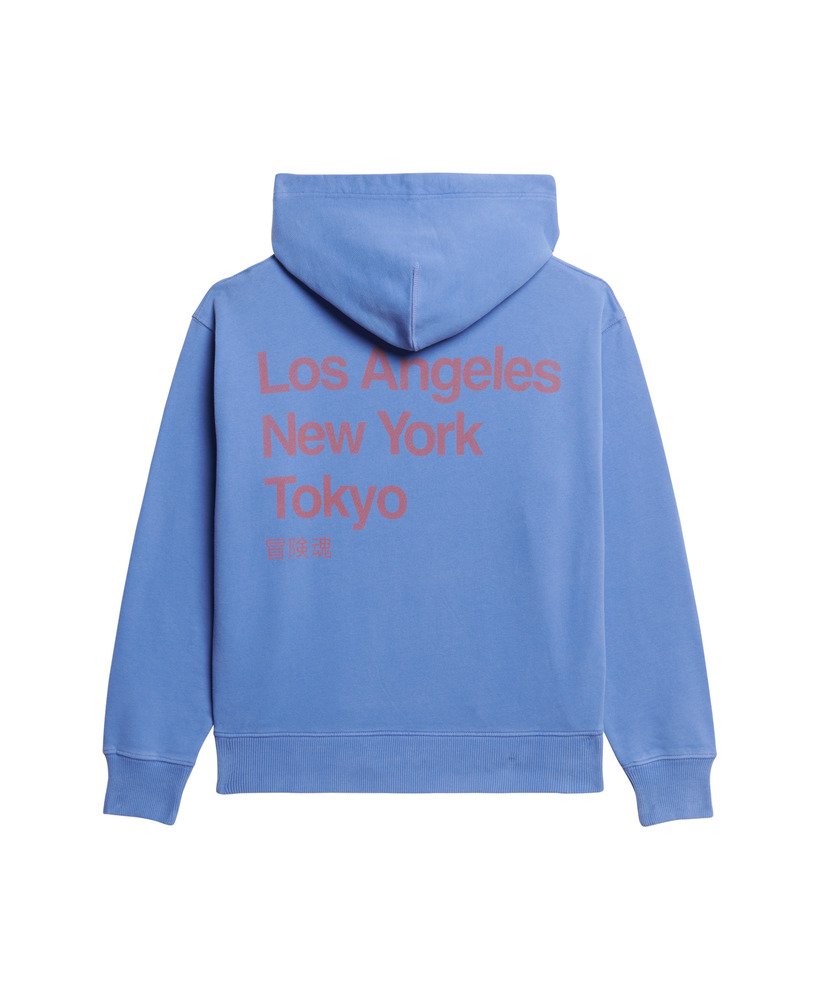 moletom folgado com capuz core logo city em azul chambray