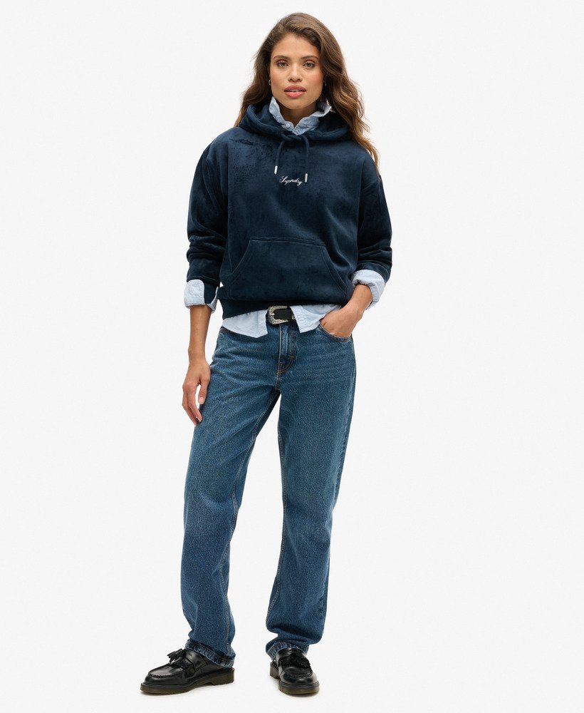 moletom country club velour loose na cor blueberry navy