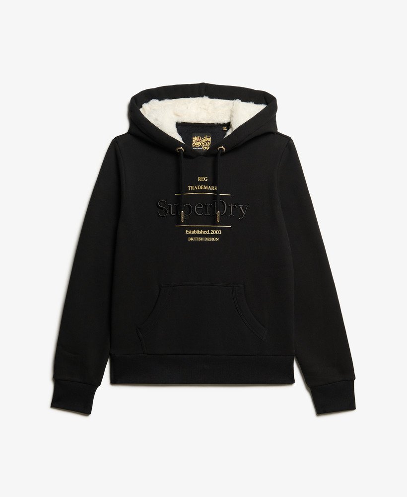 moletom com capuz luxe metallic logo na cor preta