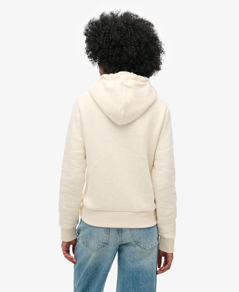 moletom com capuz luxuous metallic logo na cor oat cream mescl