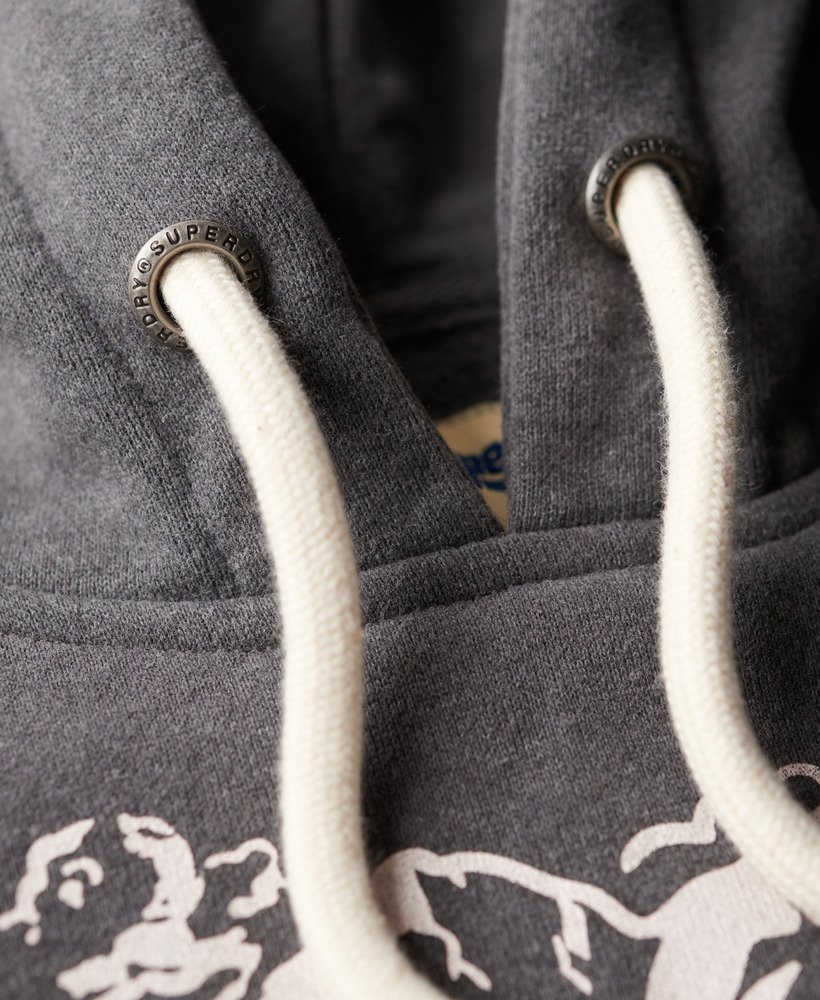 moletom com capuz gráfico lo-fi outdoor na cor cinza granito mesclado