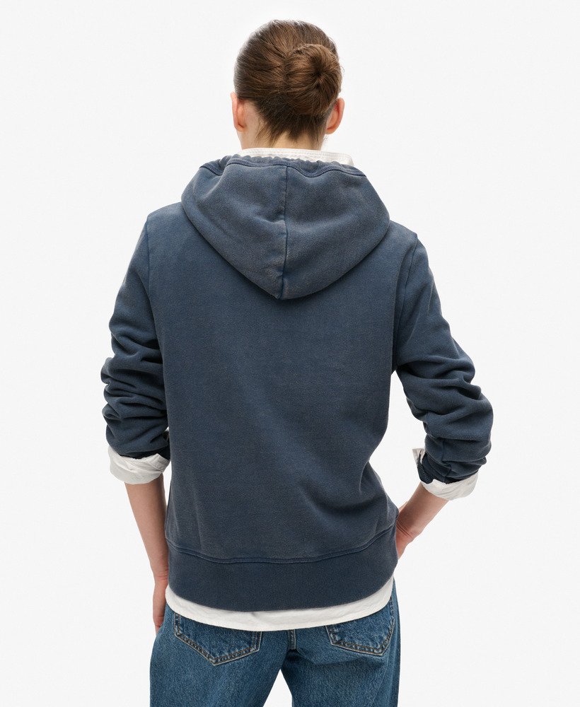 moletom com capuz essential logo half brushed na cor azul marinho mais intenso
