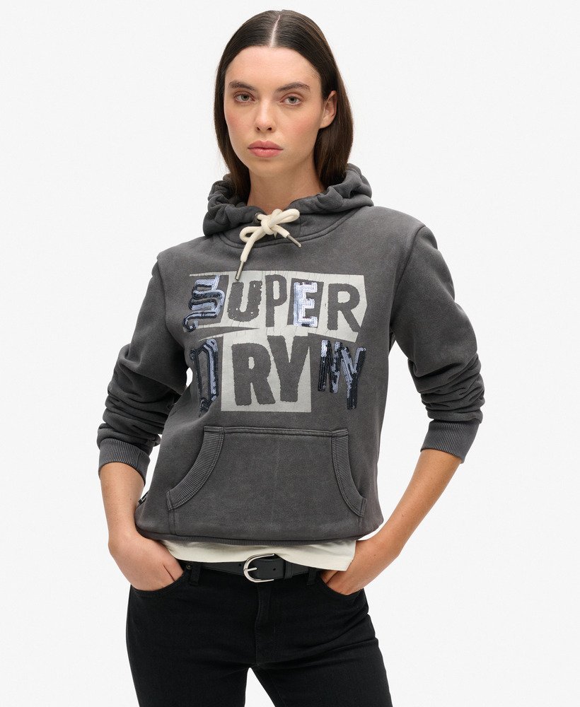 moletom com capuz estampado estilo punk na cor blackboard