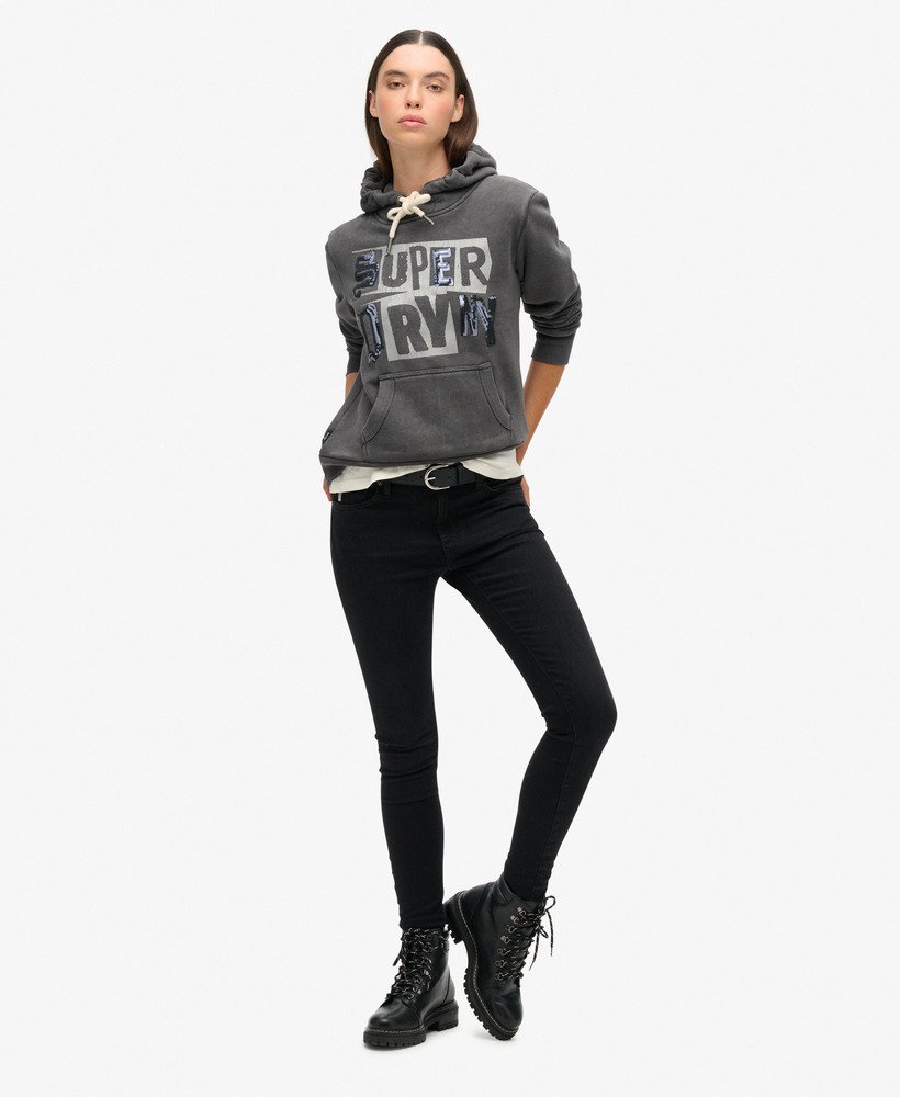 moletom com capuz estampado estilo punk na cor blackboard