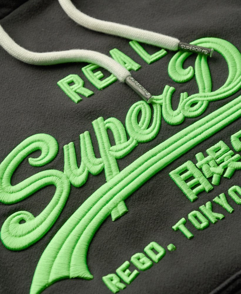 moletom com capuz e estampa bordada com logo vintage neon na cor blackboard