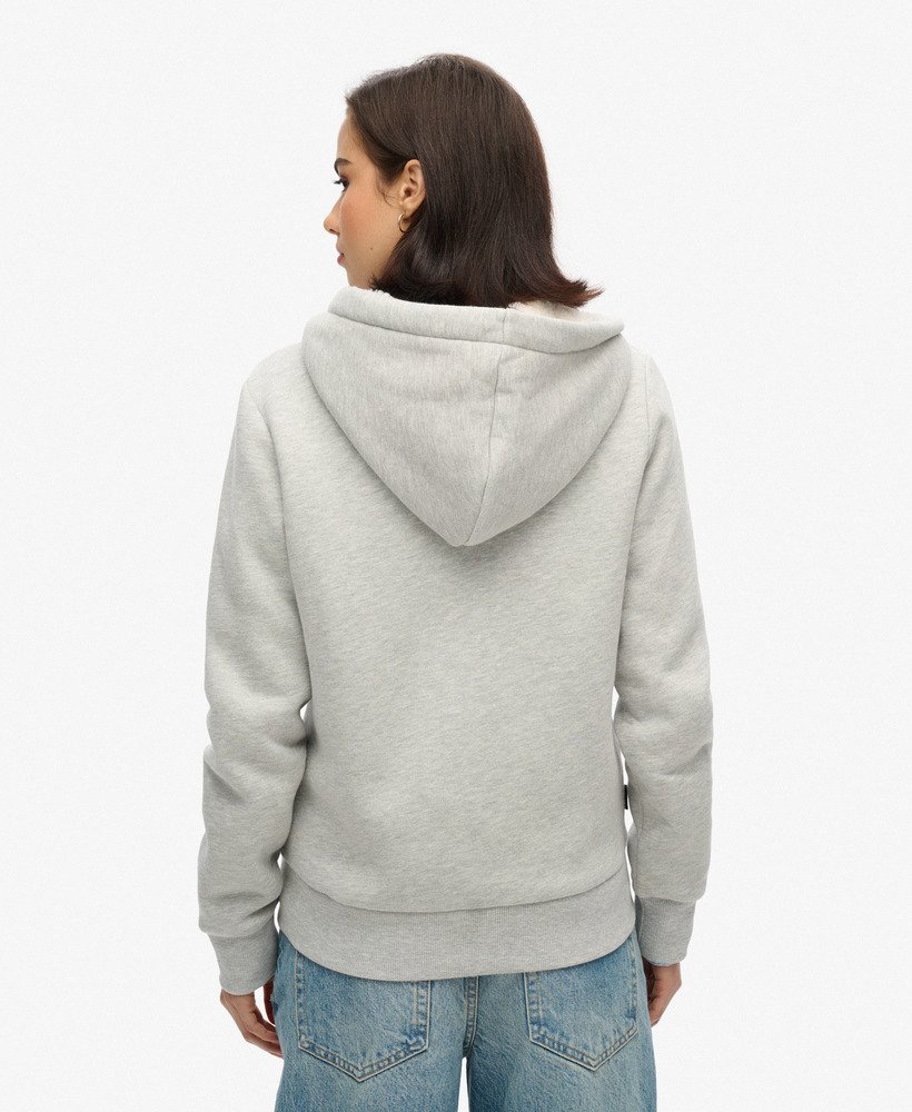 moletom com zíper e logo metálico luxe metallic na cor bege mesclado pedra-pomes