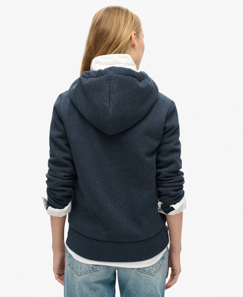 moletom com zíper e logo metálico luxe metallic logo na cor trench navy mescla.
