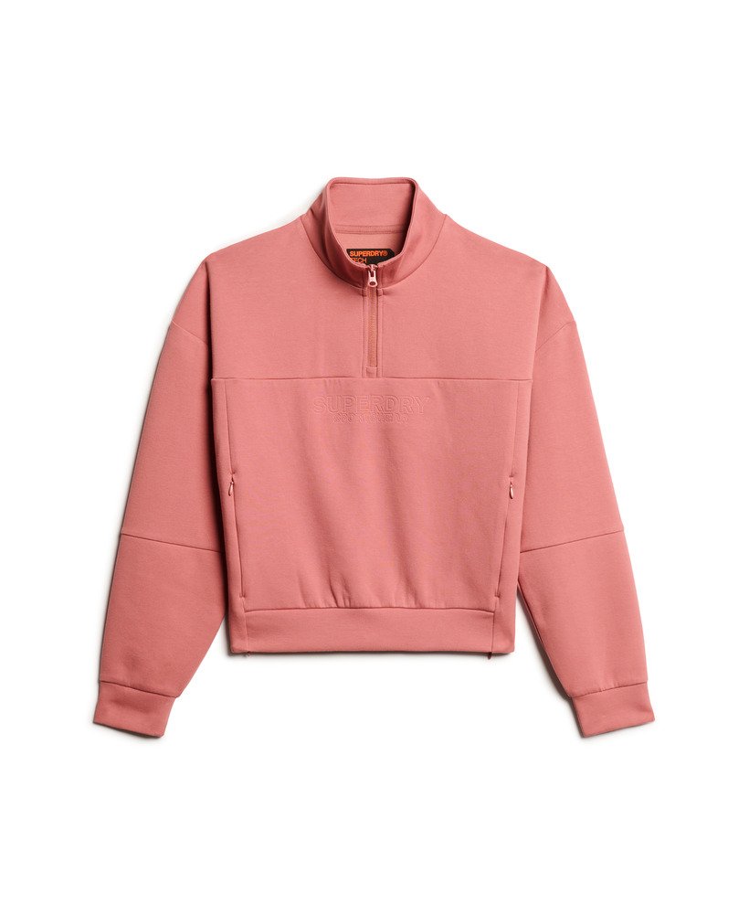 moletom sport tech relaxed com meio zíper na cor rosa murcha