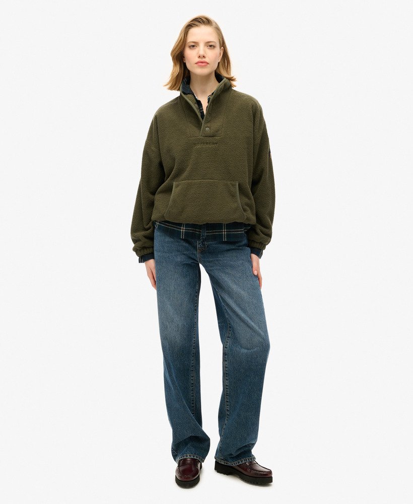 moletom henley sport tech sherpa na cor cáqui militar