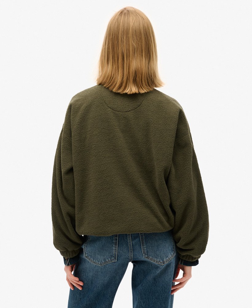 moletom henley sport tech sherpa na cor cáqui militar