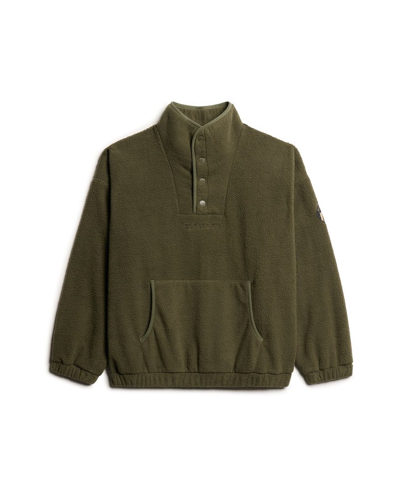 moletom henley sport tech sherpa na cor cáqui militar