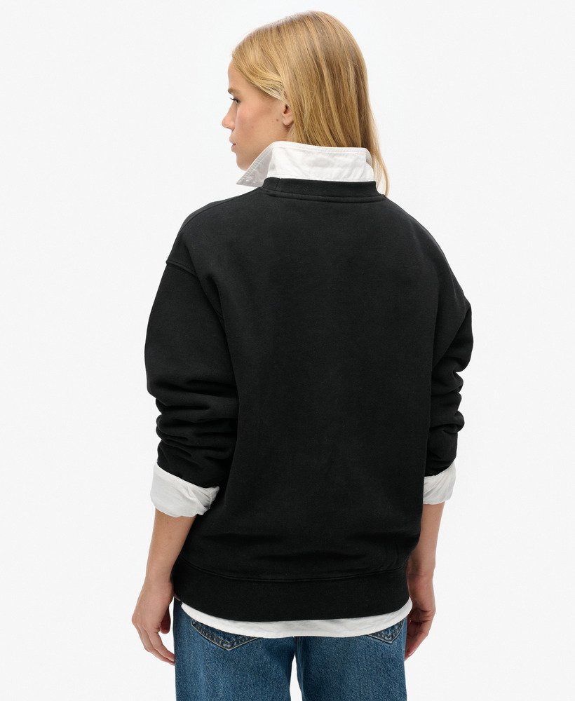 moletom sport luxe loose crew na cor preta