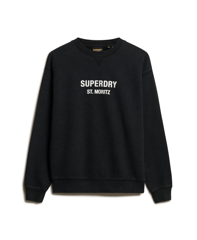 moletom sport luxe loose crew na cor preta