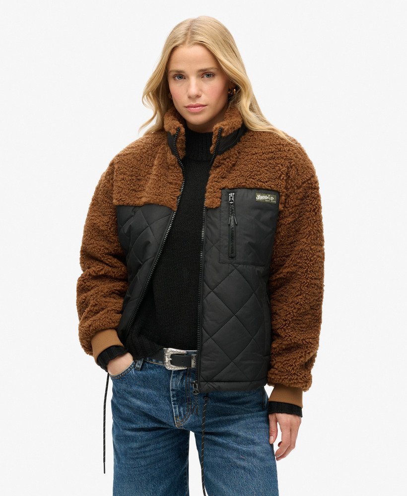 jaqueta híbrida de lã polar workwear na cor marrom bison